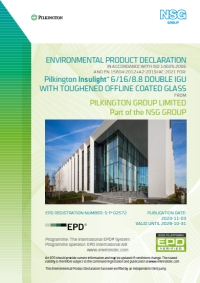 EPD for Pilkington Insulight™ 6-16-8.8 Double Insulating Glass Unit with Toughened Offline Coated Glass
