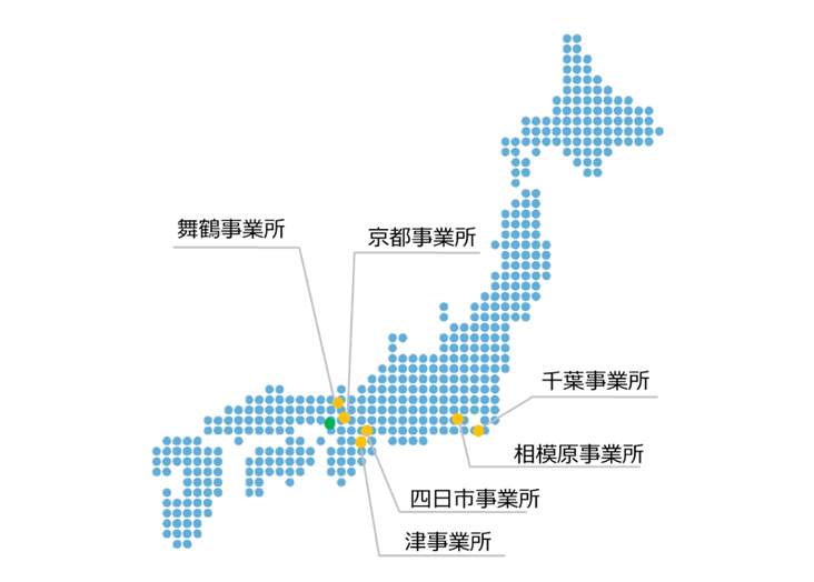当社の事業所所在地を示した地図です。