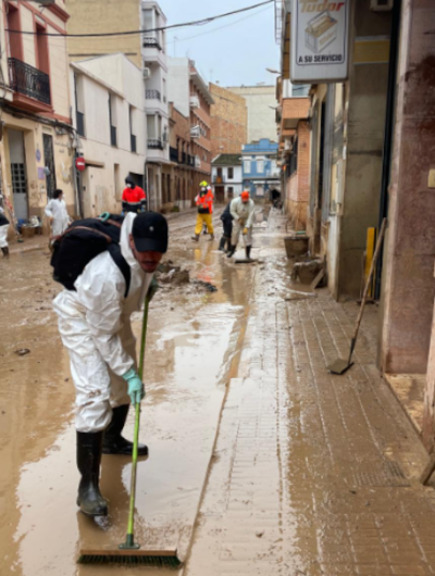 被災地でのボランティア活動の様子