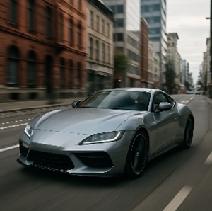 車が道を走っている画像