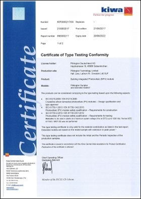 Certificate of Type Testing Conformity