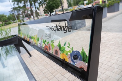 Glass benches in Skierniewice