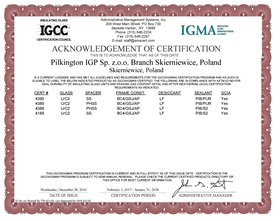 Nowy certyfikat IGCC/IGMA Pilkington IGP