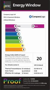 BFRC Window Energy Rating label