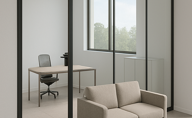 Glass internal partition