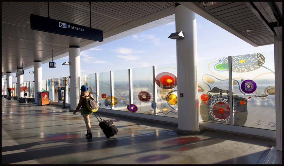 The new connector building between California’s Oakland International Airport and the adjacent BART train terminus