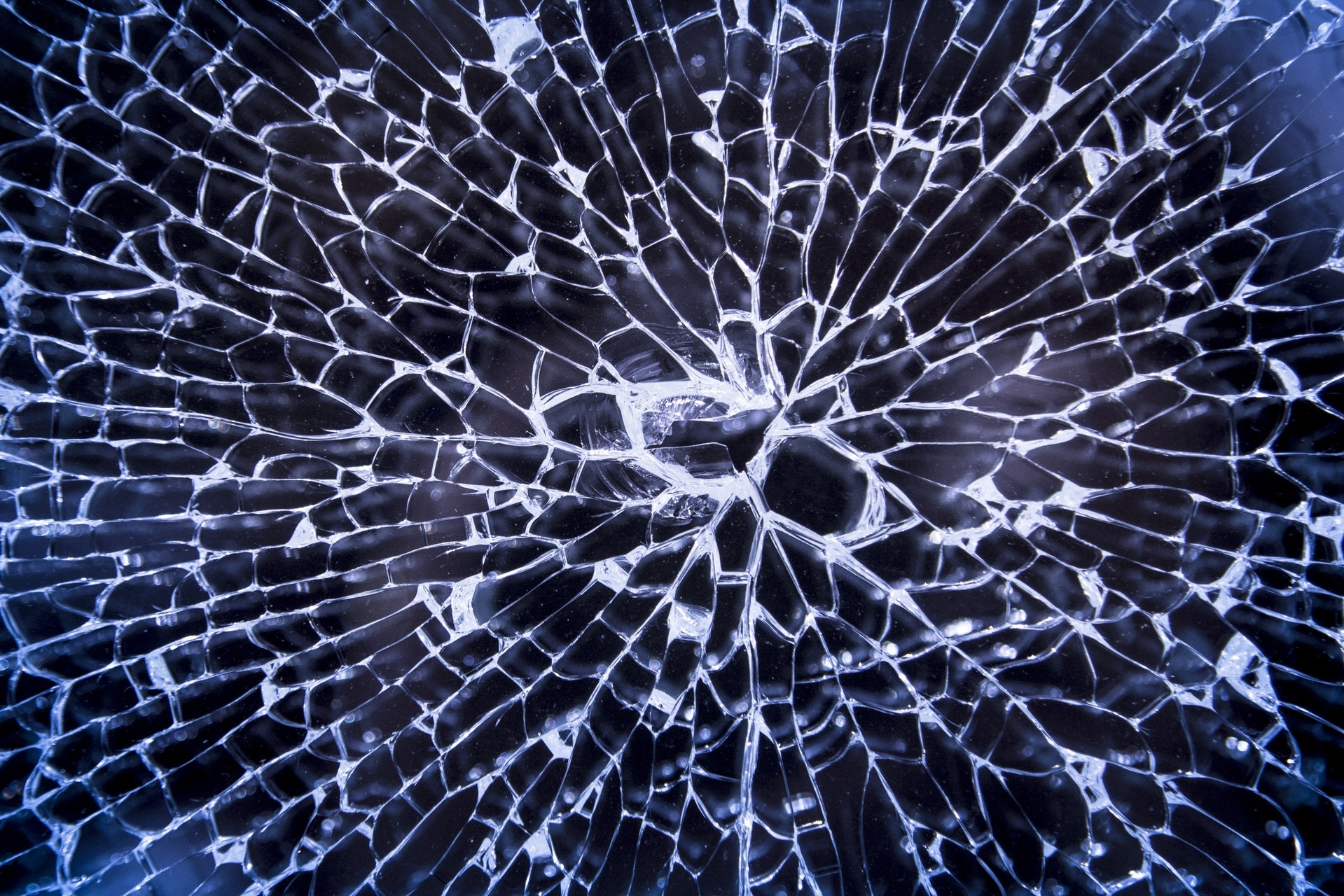 Broken toughened glass