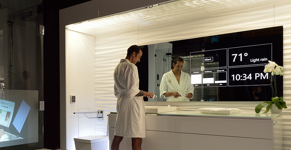 Interactive mirrors in contemporary interior design