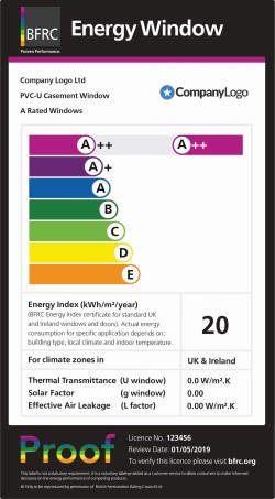 BFRC Window Energy Rating label
